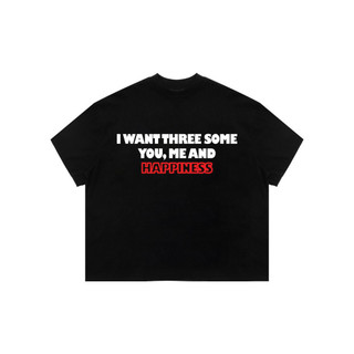 Áo thun wwynstu boxy tee happiness tee black / white cotton 250gsm