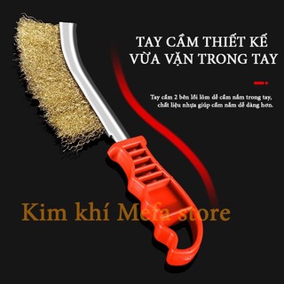 Chổi đánh rỉ cán đỏ, bàn chải sắt cọ rỉ cán đỏ cầm tay loại đẹp