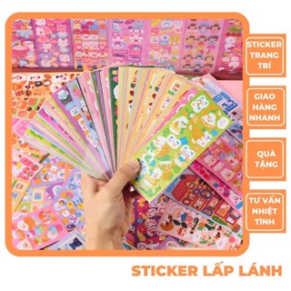 Combo 100 tấm sticker KHÔNG TRÙNG lấp lánh trang trí toploader móc khoá handmade sticker dán trang trí hộp bút nhãn vở