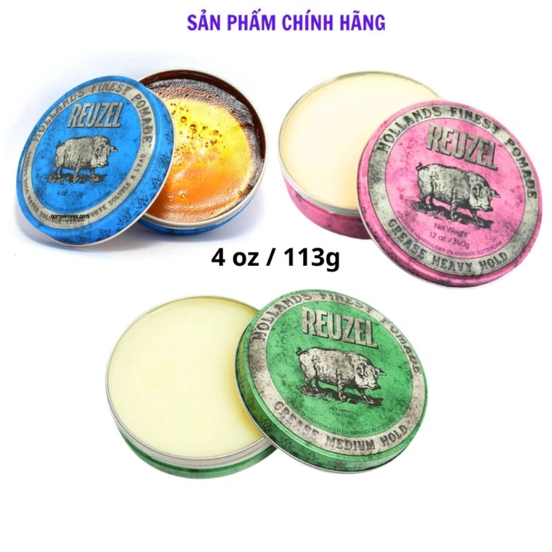 Sáp Vuốt Tóc Nam REUZEL Blue Pomade - Pomade Gốc Nước Con Lợn Xanh - 113gram Weilaiya