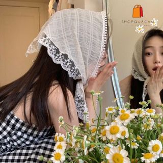 Khăn Choàng Đầu, Khăn Tam Giác Nữ Vintage Chất Voan Hoa Họa Tiết Thời Trang Nữ Hàng Qccc Phù Hợp Đeo Đi Chơi Shopquacam