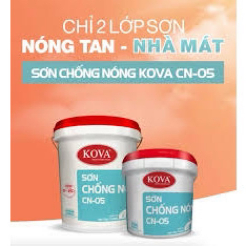 Sơn chống nóng KOVA CN-05 Chính Hãng (chiết hũ1kg). Giảm nhiệt độ bề mặt mái tôn, tườn nhà làm mát n