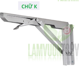 Bộ 2 chiếc bản lề gập thông minh ke vuông làm giá đỡ kệ bàn treo tường chữ L chữ K inox sắt TopV HN