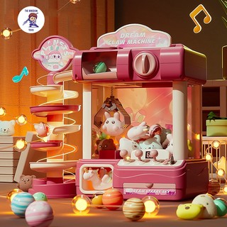 Máy gắp thú bông mini cầu trượt claw machine kích thước lớn có nhạc và đèn kèm nhiều thú bông, xu
