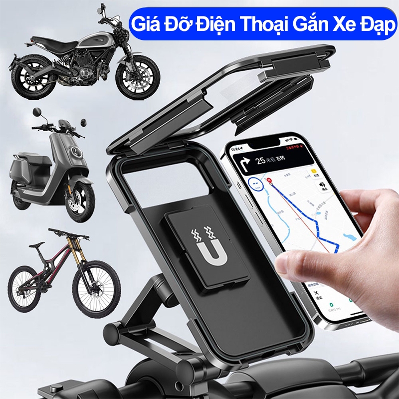 Giá Kẹp Chống Nước Giá Đỡ Điện Thoại Đi Xe Máy Xe Đạp/Kẹp Chân Gương Xe Máy Xoay 360 Độ Giá Đỡ Điện Thoại Ô Tô