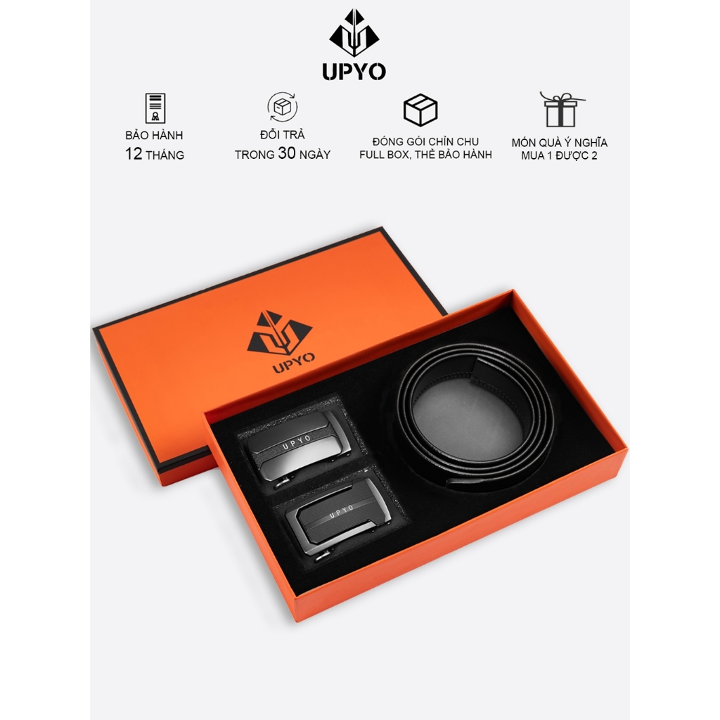 Combo 2 mặt thắt lưng nam chất liệu da cao cấp UPYO Zeus dây lưng khóa tự động, full box ( UDL01)
