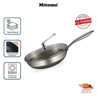 Chảo inox chóng dính cao cấp màng tổ ong Mitomo MTC-316 PermaDur Grid, nấu được trên mọi loại bếp - Hàng chính hãng