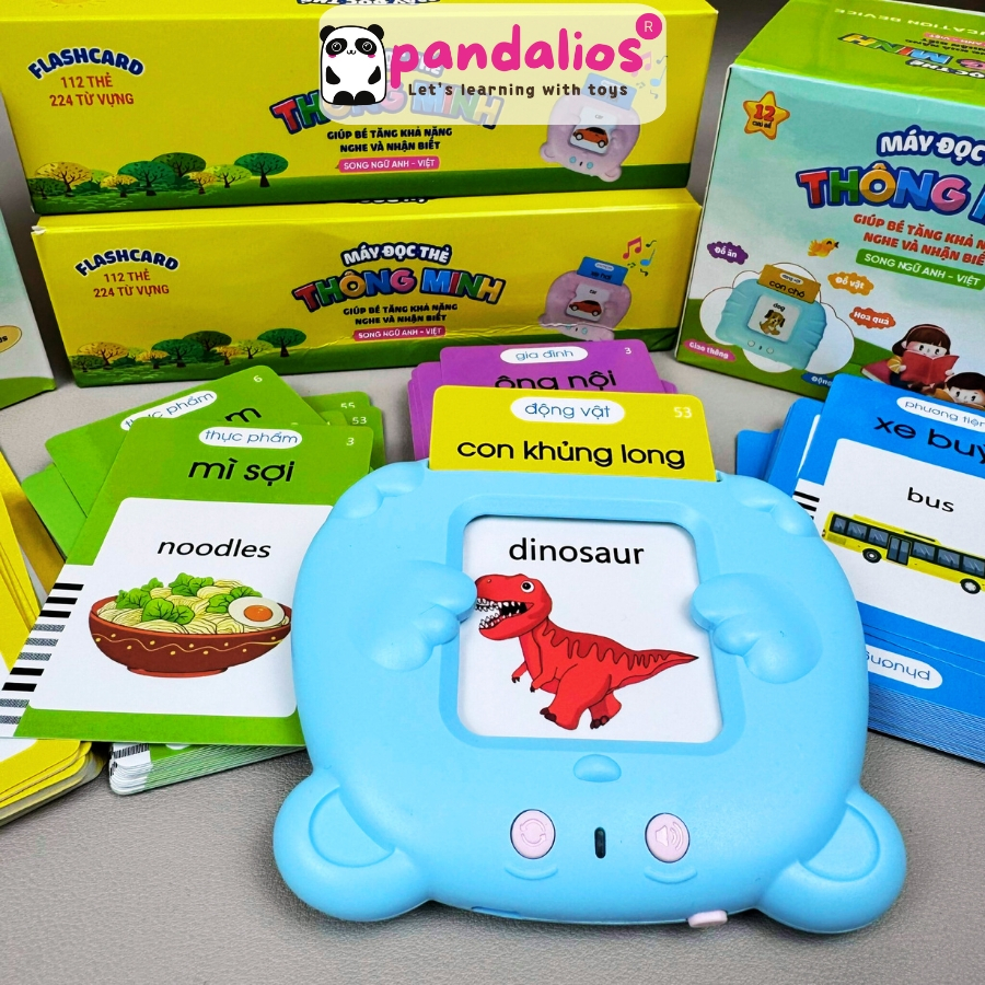  Máy Đọc Thẻ FlashCard Song Ngữ Việt -  Anh PANDALIOS gồm 224-552 Thẻ Từ Vựng Song Ngữ Fullbox 