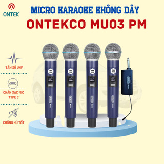 Bộ 4 micro không dây ONTEKCO MU03 Promax, micro karaoke chính hãng - Bảo hành 12 tháng
