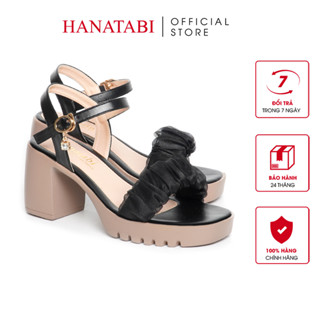 Giày Sandal Nữ Đế PU Siêu Nhẹ Cao 7cm Hanatabi Quai Lưới Bèo Hậu C (35-39) Mã HNSDG7F1005