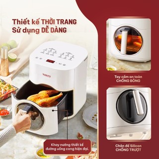 Nồi chiên không dầu Masuto MSQueen 6L màn hình cảm ứng công nghệ đốt 2 tầng đối lưu không cần trở lật