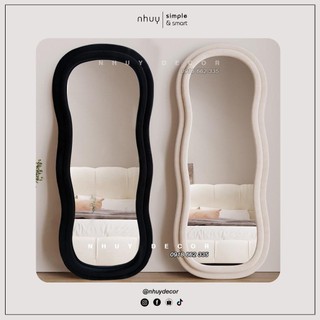 Gương soi toàn thân hạt đậu bọc nỉ xịn có ánh kim NHU Y DECOR gương hạt đậu, gương lượn sóng