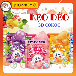 Kẹo dẻo trái cây bóc vỏ COKOC, Kẹo hình trái cây và động vật 3D Marshmallow