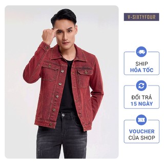 Áo Khoác Denim Nam Dáng Rộng Màu Đỏ Rượu Vang. Burgundy Type III Denim Jacket V-SIXTYFOUR- 122MD3044F2650