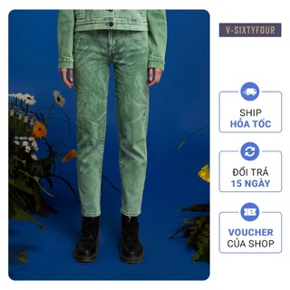 Quần Jeans Nữ Dáng Suông Nhuộm Xanh Laser Hoa Lá V-SIXTYFOUR- 122WD1083A2310