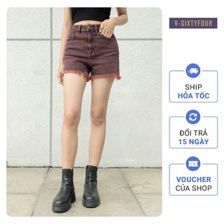 Quần Short Jeans Dáng Suông Nhuộm Tím. Mulberry Purple Straight Denim Shorts V-SIXTYFOUR - 122WD1102F5590