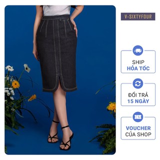 Chân Váy Bút Chì Xẻ Chữ V. V-line Pencil Denim Skirt V-SIXTYFOUR- 122WD2112F1990