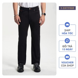 Quần Jeans Nam Dáng Suông Màu Đen Phối Chỉ Đỏ. Red Thread Black Straight Jeans V-SIXTYFOUR - 222MD4083B2090