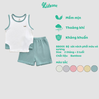 Bộ quần áo Haki sát nách phối màu xẻ sườn chất modal + spandex bé trai, bé gái dưới 3 tuổi BM012