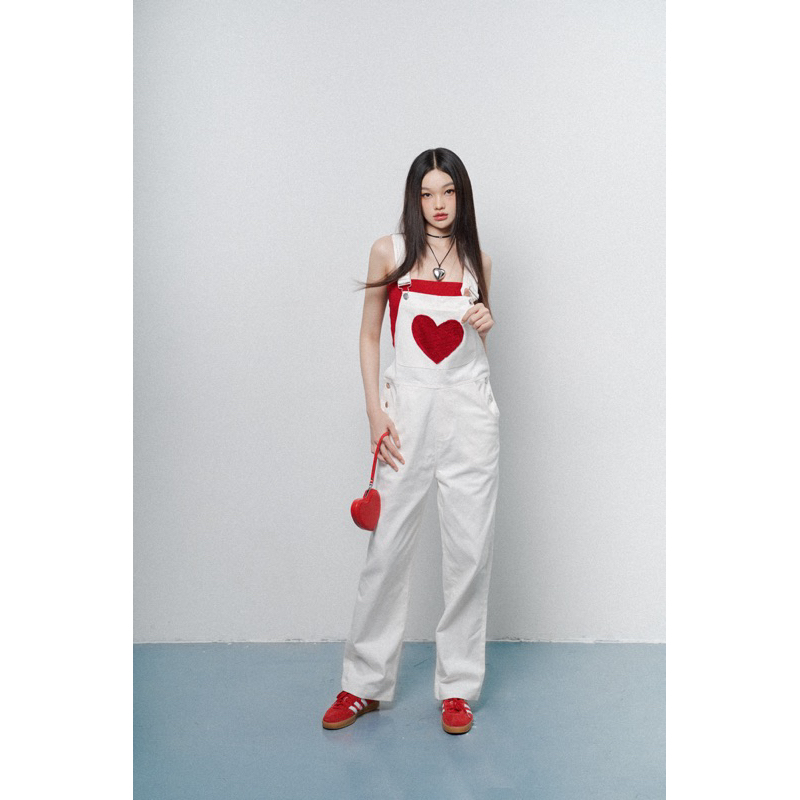 Yếm jean Heart Shape Ours phiên bản trắng