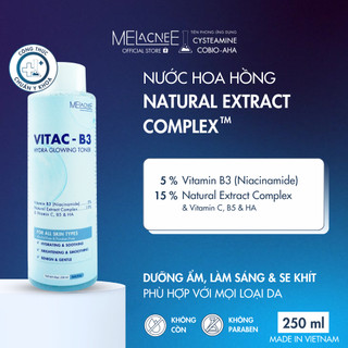 Nước hoa hồng dưỡng sáng, cấp ẩm- làm dịu và se khít lỗ chân lông MELacneE VitaC-B3 Hydra Glowing Toner 250ml