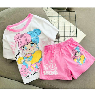 12-38kg Đồ bộ đùi dành cho bé gái vải thun cotton vnxk  mềm, mát, hình in hot trend Jenniekids J614