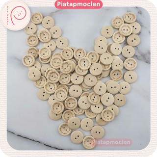 Nút Gỗ Tròn 2 Lỗ Kích Thước 20mm, Nút gỗ tròn handmade with love