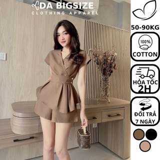 Da bigsize - Set Bigsize Nữ,Set Đồ Nữ Kiểu 2 Nút Quần Đùi Chất Cotton Mềm Mịn Che Khuyết Điểm Dành Cho Người Mập 50-90kg