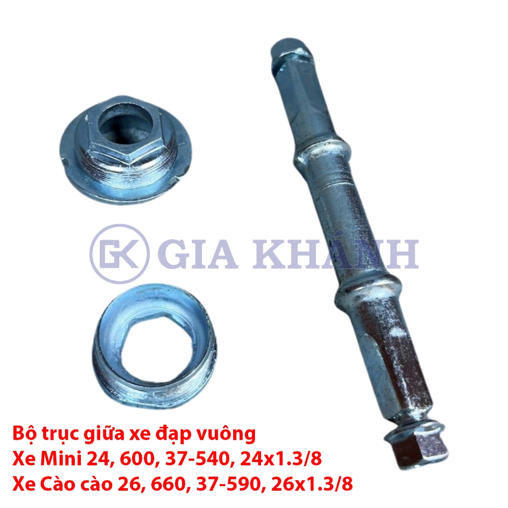 Bộ Nồi, Cốt Trục Giữa Xe Đạp Vuông Cỡ 24, 600, 24x1.3/8, 37-540, Cỡ 26, 660, 26x1.3/8, 37-590 (Xe Mi