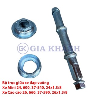 Bộ nồi, cốt trục giữa xe đạp vuông cỡ 24, 600, 24x1.3/8, 37-540, cỡ 26, 660, 26x1.3/8, 37-590