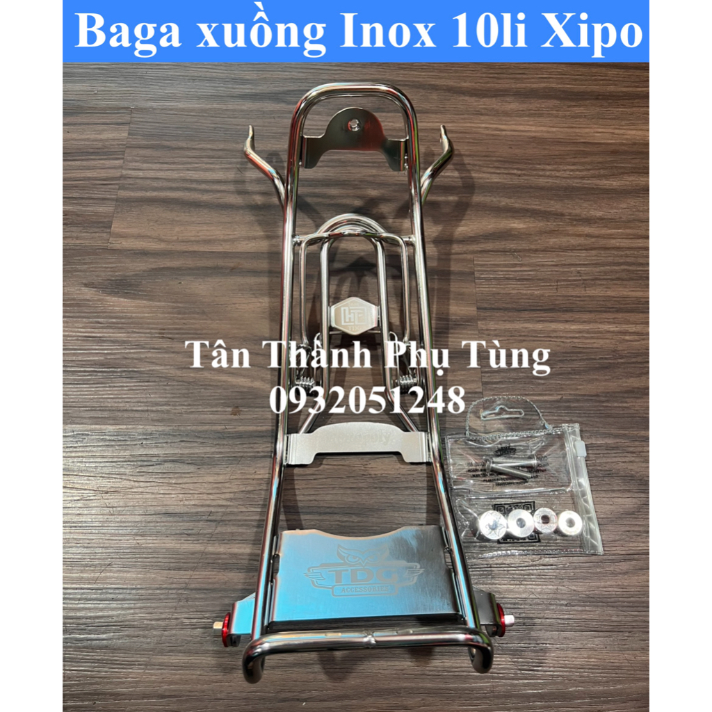 Baga xuồng Inox 10li Sport Xipo, Satria 2k, RG110, RGV120 loại dày kèm khâu ốc  ( Inox 201)