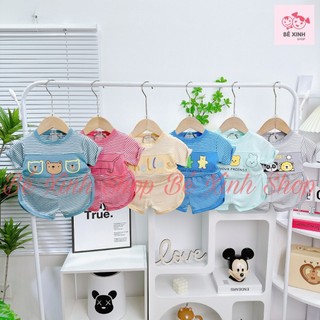 Đồ Bộ Cộc Tay Mùa Hè Cho Bé Trai Bé Gái Set Bộ Mặc Nhà Ngắn Tay Kẻ Sọc Cho Bé Trai Gái Thun Lạnh 8-18kg Bé Xinh SỌC IN