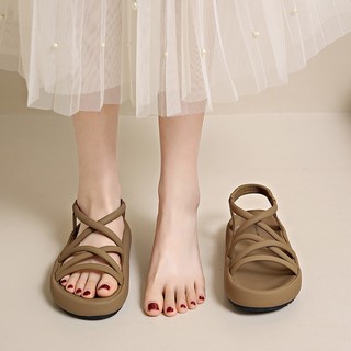 Giày sandal nữ mwc 2465 - sandal nữ quai mảnh kết hợp thun chất liệu da siêu êm chân