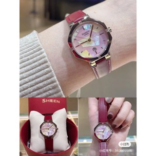 Đồng hồ ca.si.oo sheen đỏ phối mặt xà cừ (full box) (sale)