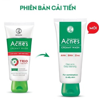 Sữa rửa mặt ngăn ngừa mụn sạch khuẩn da mịn màng Acnes Creamy Wash 100g