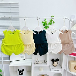Bộ ba lỗ trơn Size 80-150 (7-27kg ) thun lạnh Minky Mom bảng màu basic cho bé mát mẻ, thoải mái vận động