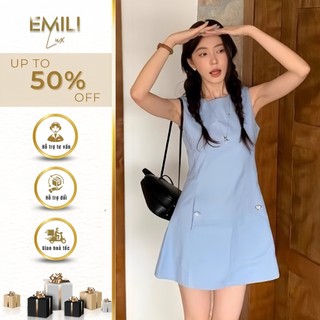 Váy chữ A sát nách Emili váy ngắn phối túi kiểu nữ phong cách Hàn Quốc 