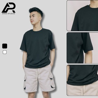 Áo phông trơn 2 màu trắng đen chất mềm mịn thoáng mát thương hiệu ARES