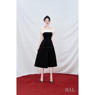 Váy dài nơ pha vai ngực xinh xỉu, thanh lịch