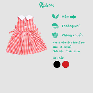 Váy Haki sát nách cổ sen phối màu chất liệu cotton cho bé gái từ 2-6 tuổi HK519
