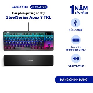 Bàn phím gaming có dây kê tay steelseries apex 7 tkl, led rgb, 50 triệu clicks, màn hình oled, bh 1 năm