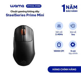 Chuột gaming không dây steelseries prime mini wireless màu đen 73g, 18000cpi, 400ips, 100 triệu clicks, bảo hành 1 năm