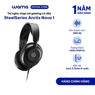 Tai nghe chụp tai gaming có dây SteelSeries Arctis Nova 1 màu đen/trắng, khử tiếng ồn, bảo hành chính hãng 1 năm