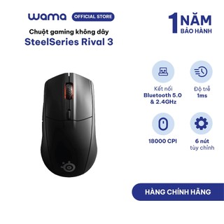 Chuột gaming không dây steelseries rival 3 wireless màu đen 6 nút, pin 400h, 18000 cpi, 400dpi, bảo hành 1 năm