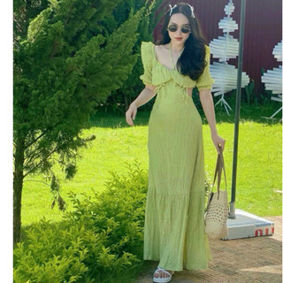 Đầm dáng dài cổ yếm khoét eo maxi mocking cực tôn dáng sexy đi biển đi chơi cực xinh phong cách retro