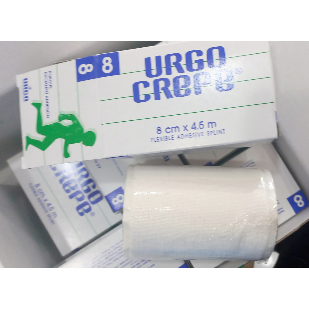 Băng keo thun/Băng dán y tế co giãn Urgo Crepe 8cmx4.5m/CUỘN BĂNG THUN DÁN URGO CREPE 10c,x10m/urgos