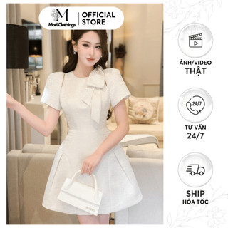 Váy Tafta Nơ Lệch Vai, Đầm Dự Tiệc Dáng Ngắn Thanh Lịch Tiểu Thư Thời Trang Nữ N93 | MORI CLOTHINGS