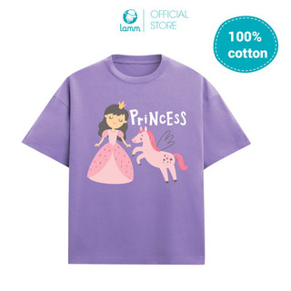 Áo phông cotton bé gái hoạ tiết công chúa và unicorn by Lamm