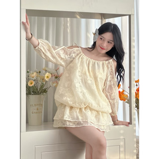 Đầm cổ yếm thắt nơ voan be C11_ORIMI
