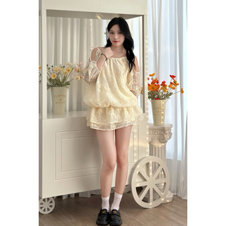 Đầm cổ yếm thắt nơ voan be C11_ORIMI